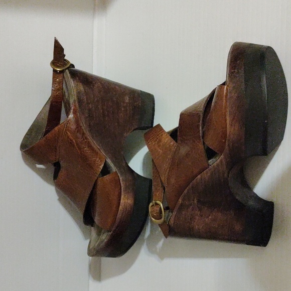 Colleen Cordero Brown Leather Platform Sandal Heel - Picture 2 of 11